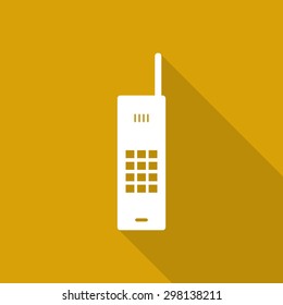 mobile phone icon with long shadow.