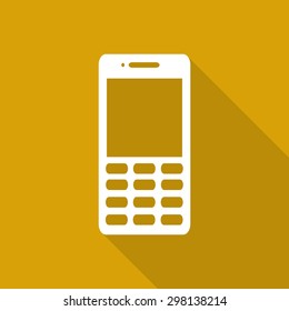 mobile phone icon with long shadow.
