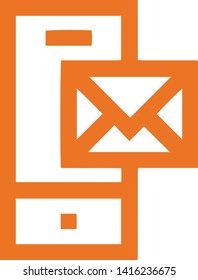 Mobile phone icon with mail flat style isolated on white background