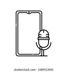 Mobile phone icon with microphone icon