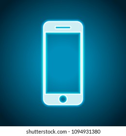 mobile phone icon. Neon style. Light decoration icon. Bright electric symbol