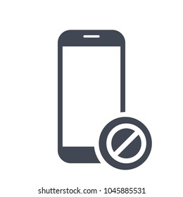 Mobile phone icon with not allowed sign. Mobile phone icon and block, forbidden, prohibit symbol. Vector icon