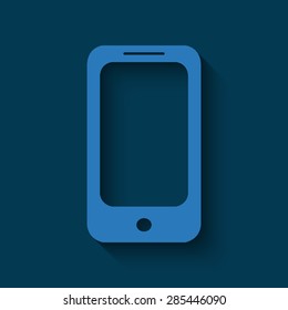 Mobile phone icon on a blue background