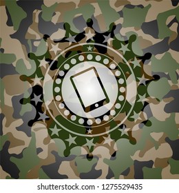 mobile phone icon on camouflaged texture