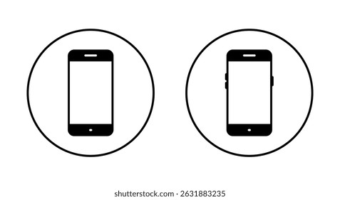 Icono de teléfono móvil en línea circular. Smartphone, símbolo de la señal del teléfono celular