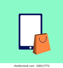 mobile phone Icon on flat style, editable vector design