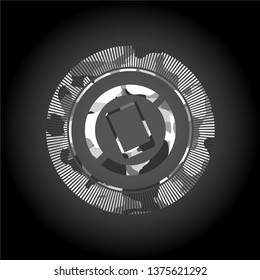 mobile phone icon on grey camouflage texture