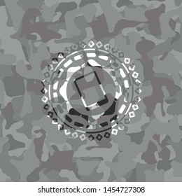 mobile phone icon on grey camo pattern