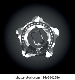 mobile phone icon on grey camouflage pattern