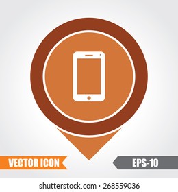 Mobile Phone Icon On Map Pointer. Eps.-10.