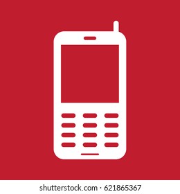 Mobile phone icon on red background