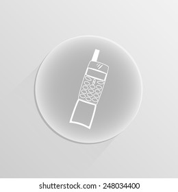Mobile phone icon on a white button with shadow 