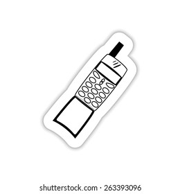 Mobile phone icon on a white background with shadow