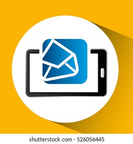 mobile phone icon open envelope social media vector illustration eps 10