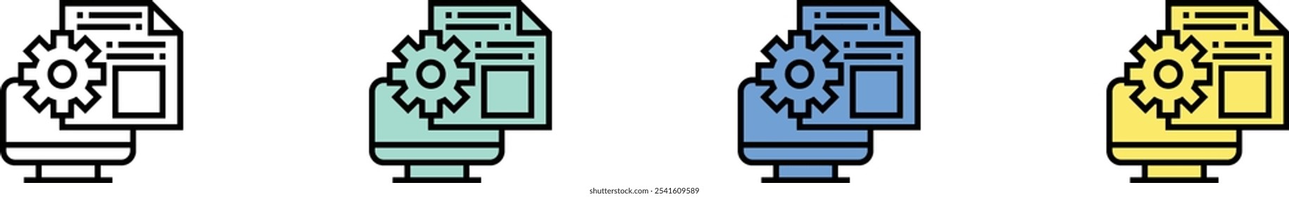 mobile phone icon. Outline, Green, Blue and Yellow Style Design Isolated On White Background