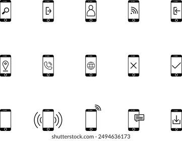 Mobile Phone Icon Pack Vector. Communication and business solutions related icon sets. Chat, contact, call, website and email icon set.