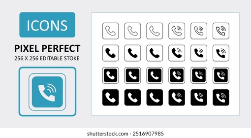 Mobile Phone Icon Pack Vector, call Icon Pack Vector, Contact Icon Pack Vector. Line and fill icon set