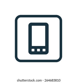 mobile phone icon Rounded squares button, on white background 