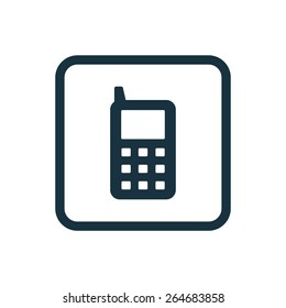 mobile phone icon Rounded squares button, on white background 