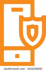 Mobile phone icon with security flat style isolated on white background