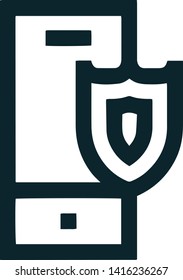 Mobile phone icon with security flat style isolated on white background