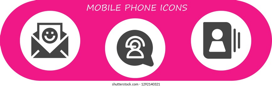  mobile phone icon set. 3 filled mobile phone icons. Simple modern icons about  - Communication, Contact