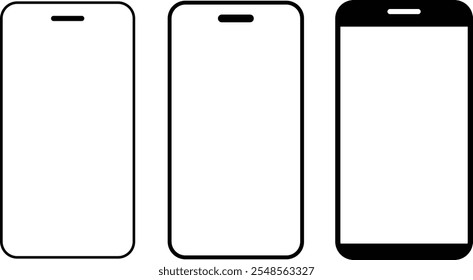 Mobile phone icon set. Cellphone sign symbol. Smartphone sign. Modern black. 
