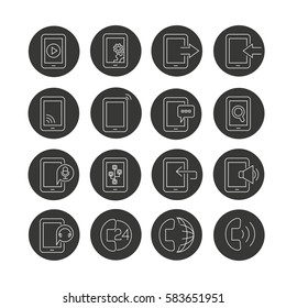 mobile phone icon set in circle button