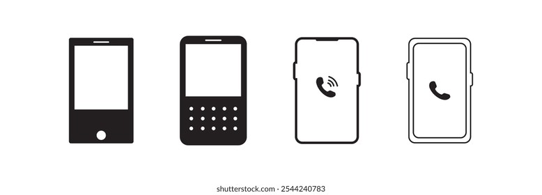 Conjunto de iconos de teléfono móvil. para concepto móvil y Diseño web. Ilustración vectorial