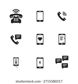 Conjunto de ícones de telefone celular para dispositivos móveis e design de comunicação digital