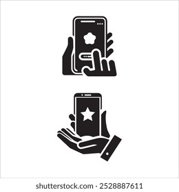 O ícone do telefone celular é definido com a mão no arquivo vetorial.