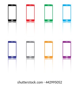Mobile Phone Icon Set With Reflection