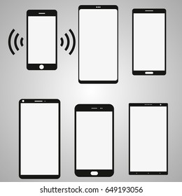Mobile phone icon. A set of six different devices