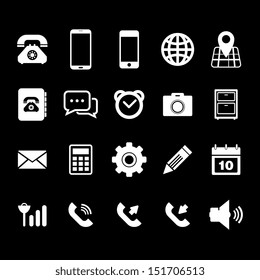 Mobile phone Icon set - White