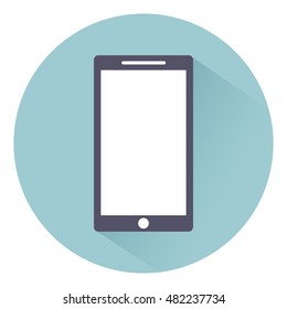 Mobile phone icon with shadow flat style isolated on background, vector illustration for web design EPS10