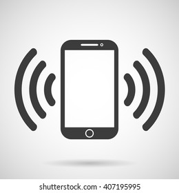 mobile phone icon with shadow  on a white background, vector illustration stylish