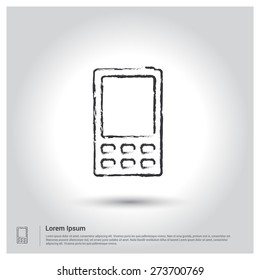 mobile phone icon, Sketch Doodle pictogram icon on gray background. Vector illustration