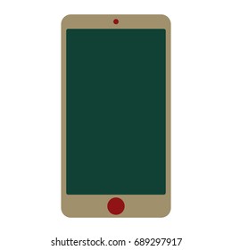 Mobile phone icon. Smartphone front view with green screen vector eps10.