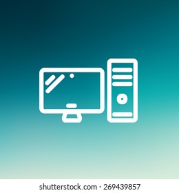 Mobile phone icon thin line for web and mobile, modern minimalistic flat design. Vector white icon on gradient mesh background.