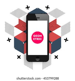 Mobile Phone Icon, Trendy geometric flat pattern, abstract background for brochure, flyer or presentations design, vector illustration.