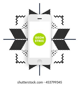 Handy-Symbol, Trendy geometrisches flaches Muster, abstrakter Hintergrund für Broschüren, Flyer oder Präsentationen Design, Vektorgrafik.