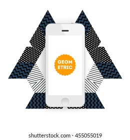 Mobile Phone Icon, Trendy geometric flat pattern, abstract background for brochure, flyer or presentations design, vector illustration.