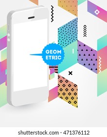 Mobile Phone Icon, Trendy geometric flat pattern, abstract background for brochure, flyer or presentations design, vector illustration.