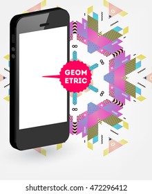 Mobile Phone Icon, Trendy geometric flat pattern, abstract background for brochure, flyer or presentations design, vector illustration.