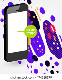 Mobile Phone Icon, Trendy geometric flat pattern, abstract background for brochure, flyer or presentations design, vector illustration.