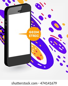 Mobile Phone Icon, Trendy geometric flat pattern, abstract background for brochure, flyer or presentations design, vector illustration.