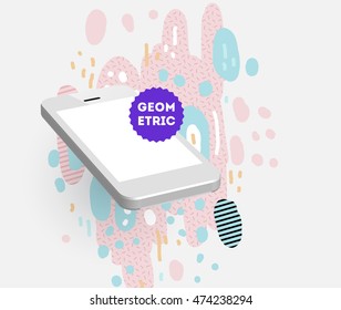 Mobile Phone Icon, Trendy geometric flat pattern, abstract background for brochure, flyer or presentations design, vector illustration.