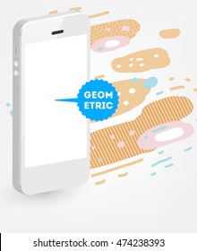 Mobile Phone Icon, Trendy geometric flat pattern, abstract background for brochure, flyer or presentations design, vector illustration.