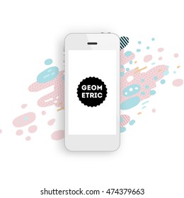 Mobile Phone Icon, Trendy geometric flat pattern, abstract background for brochure, flyer or presentations design, vector illustration.