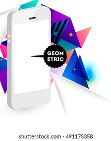 Mobile Phone Icon with Trendy Geometric Background for Mobile Technologies Concepts and Designs - Vector Illustration